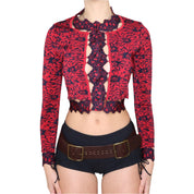 Y2K ZAC POSEN Red Daisy Cardigan (XS)