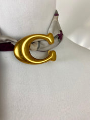 Reworked skinny scarf coach signature & metal C letter