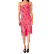 Y2K Silk Striped Dress (S)