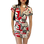 90s Media Print Dress (M)