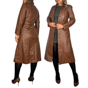 1970s Brown Leather Trench Coat (S/M)
