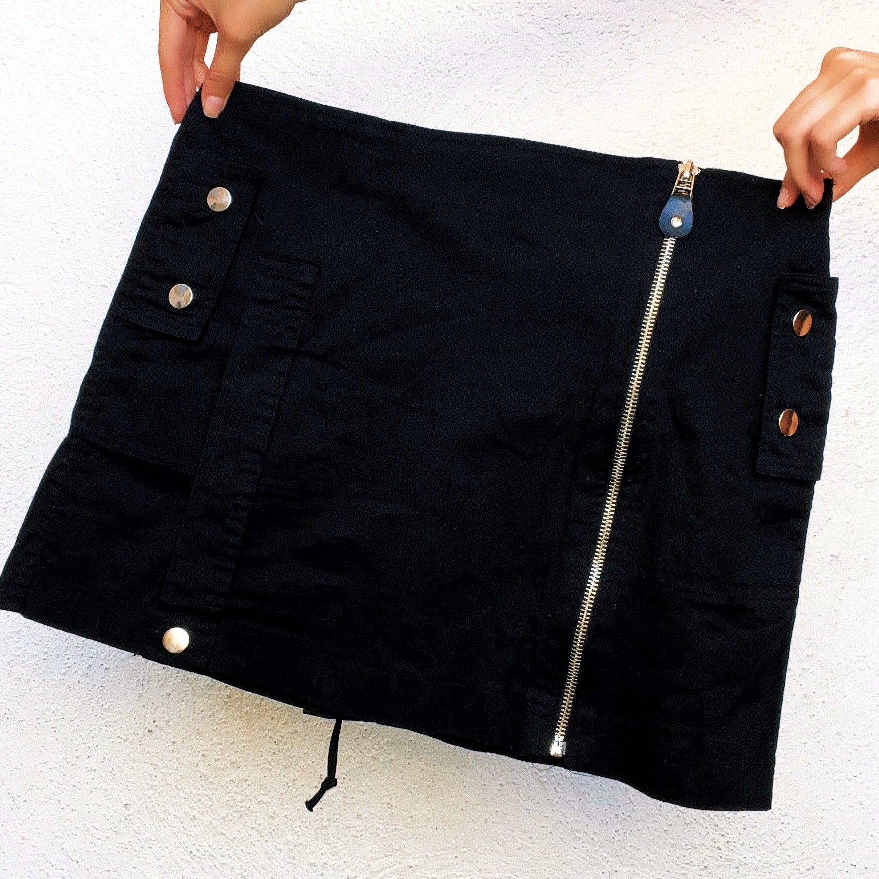 Black Zip Up Mini Skirt