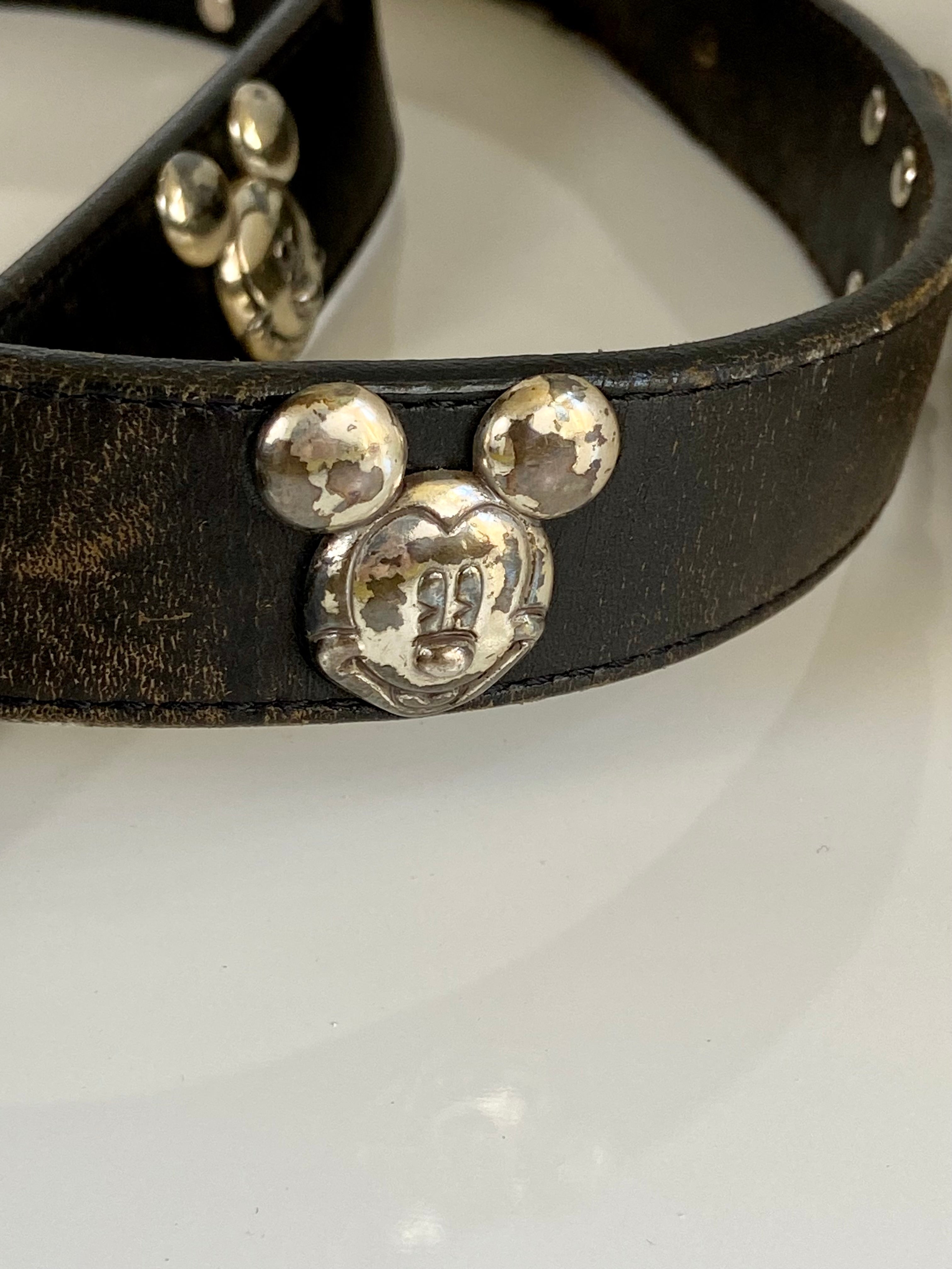 Vintage 92 Brighton Mickey & Co Disney Belt Black Leather Solid Brass