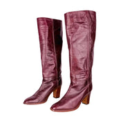 70s Oxblood Knee High Leather Boots (6.5)