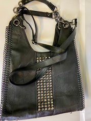 Chain Side Stitched with Rhinestone Center Purse