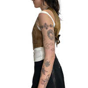 Vintage Brown Cropped Leather Waistcoat (S)