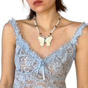 Vintage Butterfly & Pearl Necklace