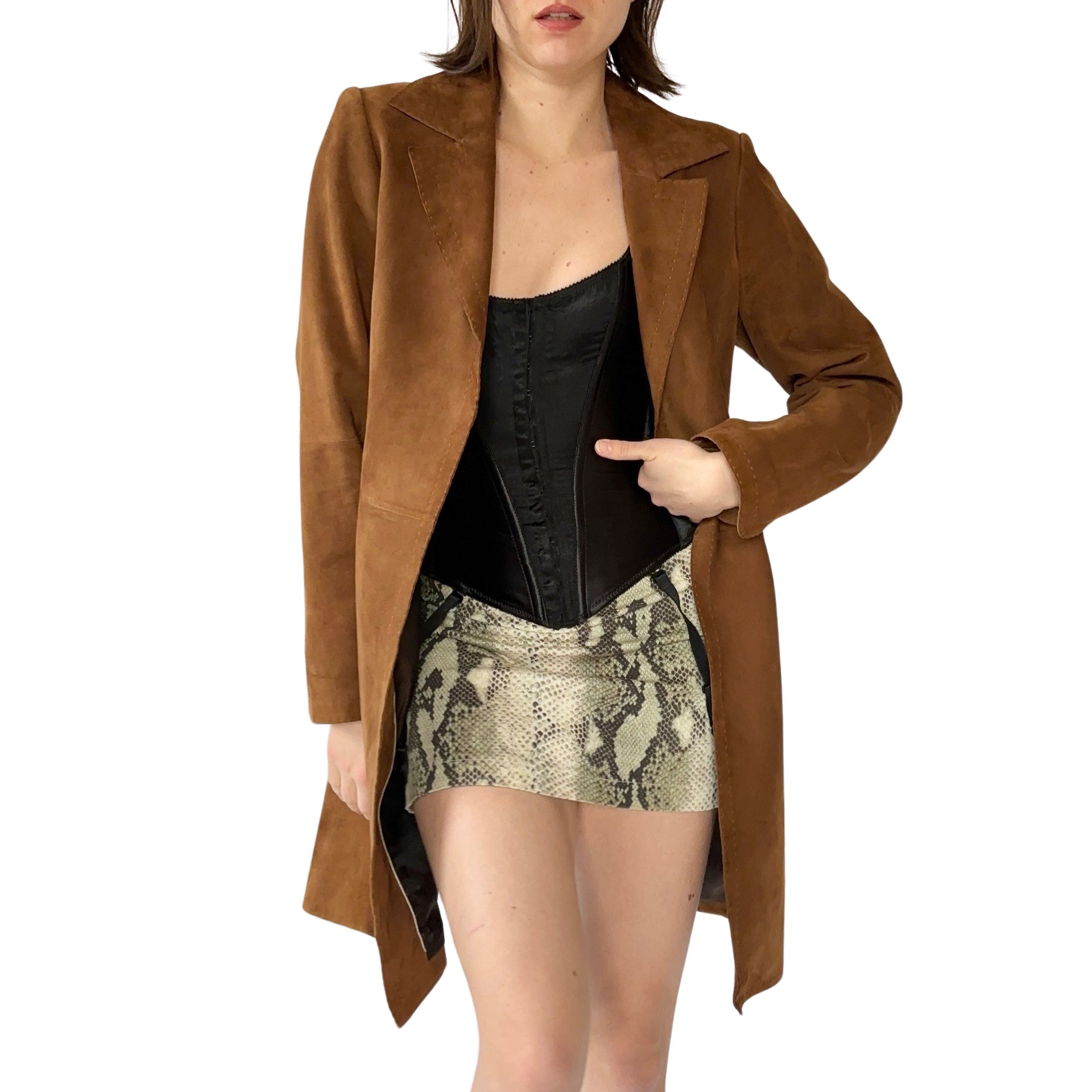 Genuine Suede Leather Coat (S)