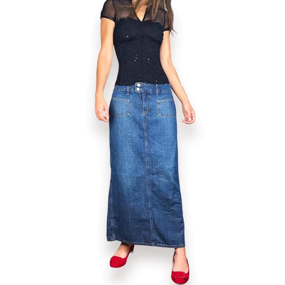 Vintage Denim Maxi Skirt (S)