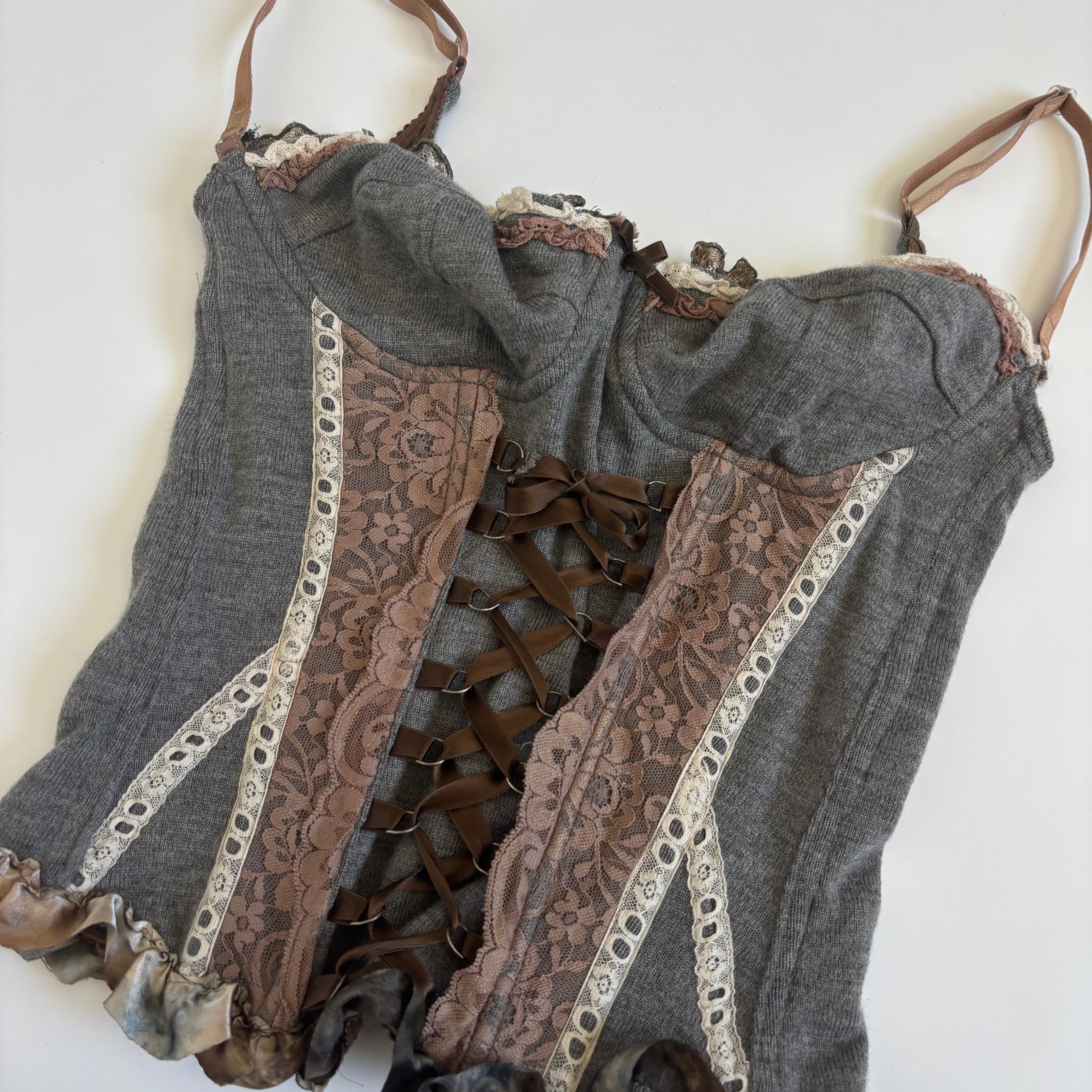 Italian Merino Wool Blend Lace Up Corset (S)