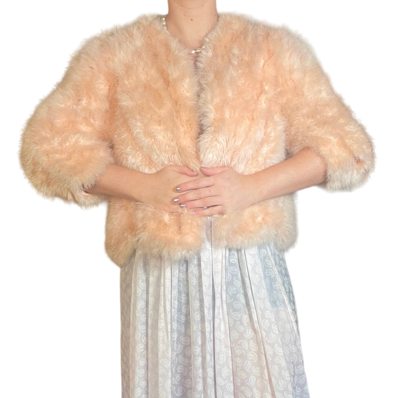 30s Pink Marabou Feather Bolero (M)