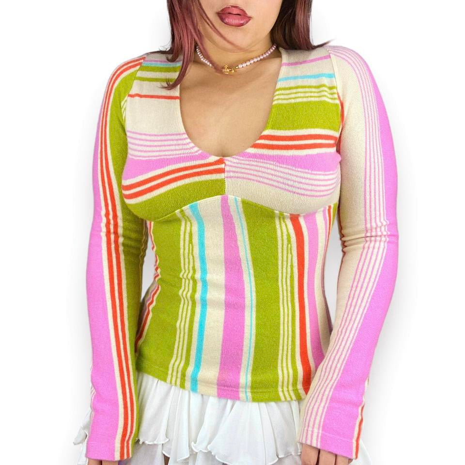 2000s Candy Striped Cashmere Sweater (S)