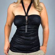 French Vintage Shimmer Halter Top (S)