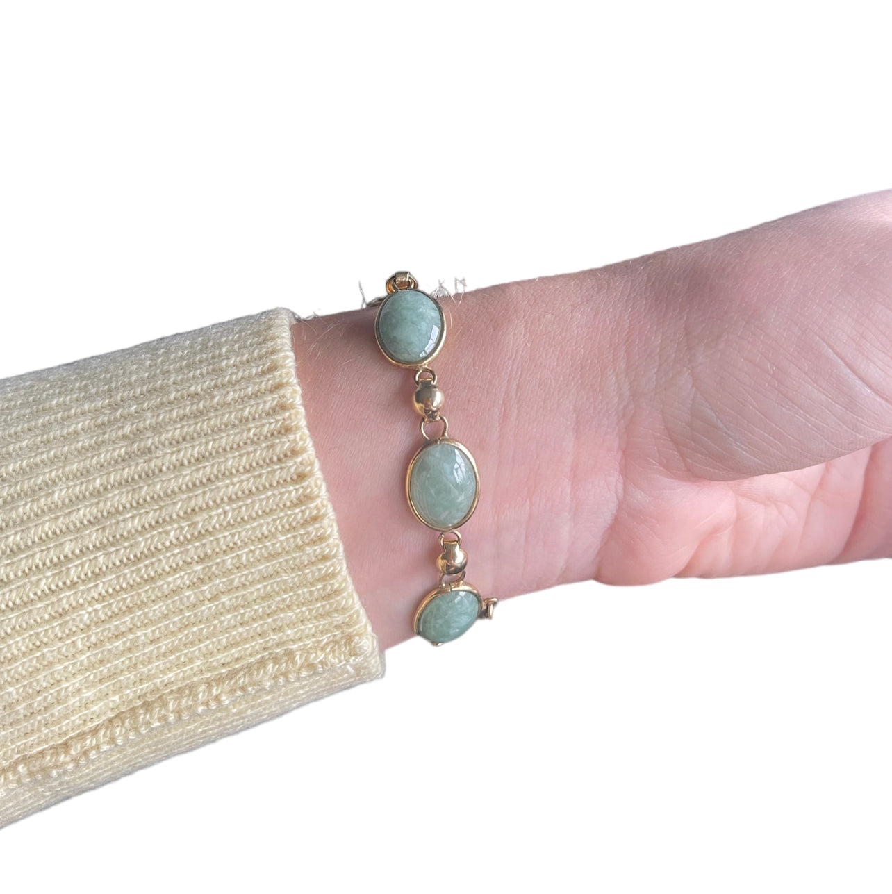 Real Jade Bracelet on 12k Gold Fill Chain