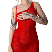 Bow Print Sheer Asymmetrical Dress