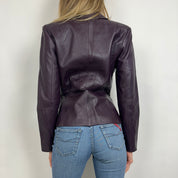 Vintage Plum Leather Blazer (S)