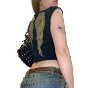 Y2K Angel Wing Graphic Print Sleeveless Vest (S)