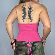 Euro Y2K Pink Lace Detail Halter Top (S)