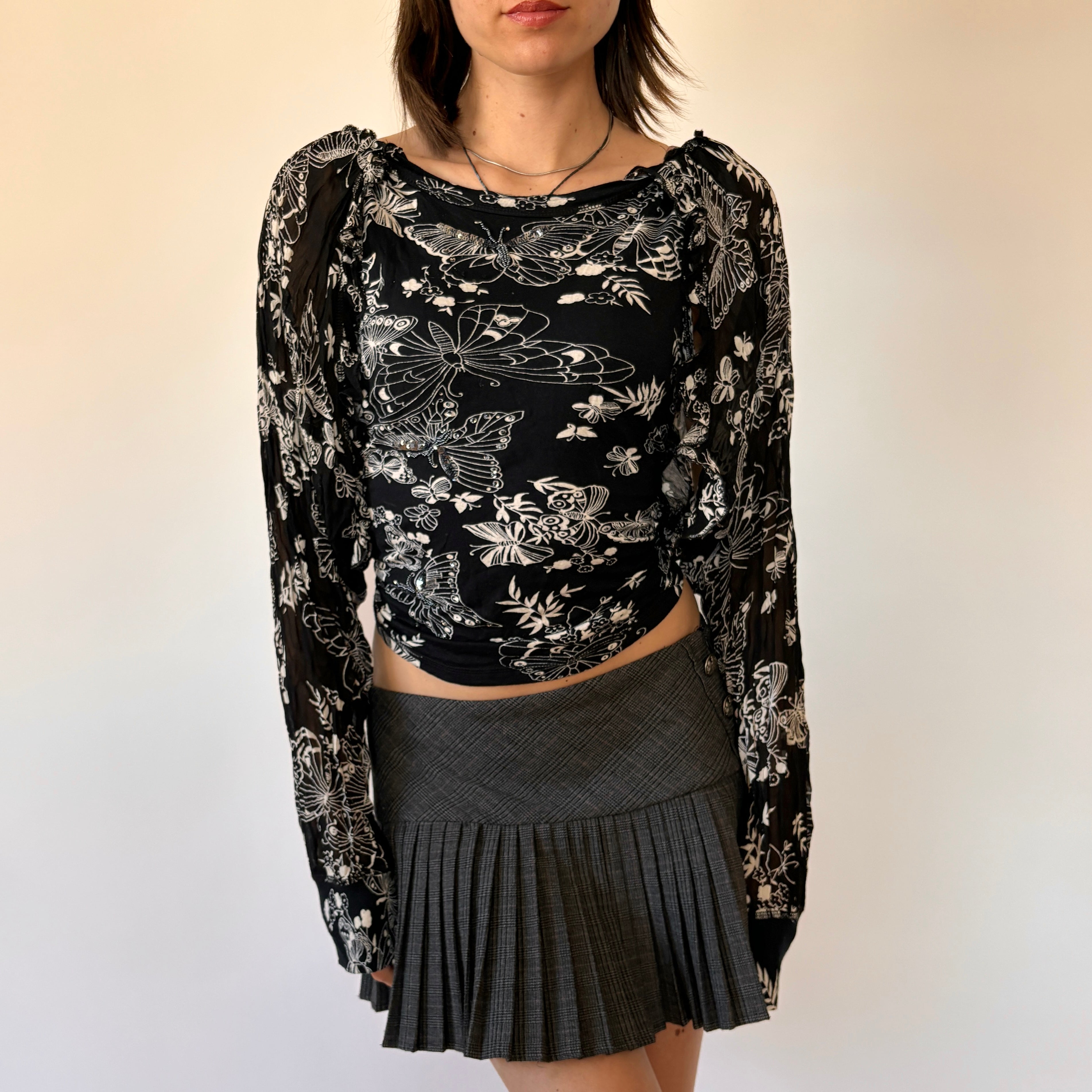 Y2K Butterfly Flowy Top (M)