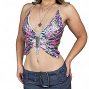 Iridescent Sequin Beaded Butterfly Top (M)