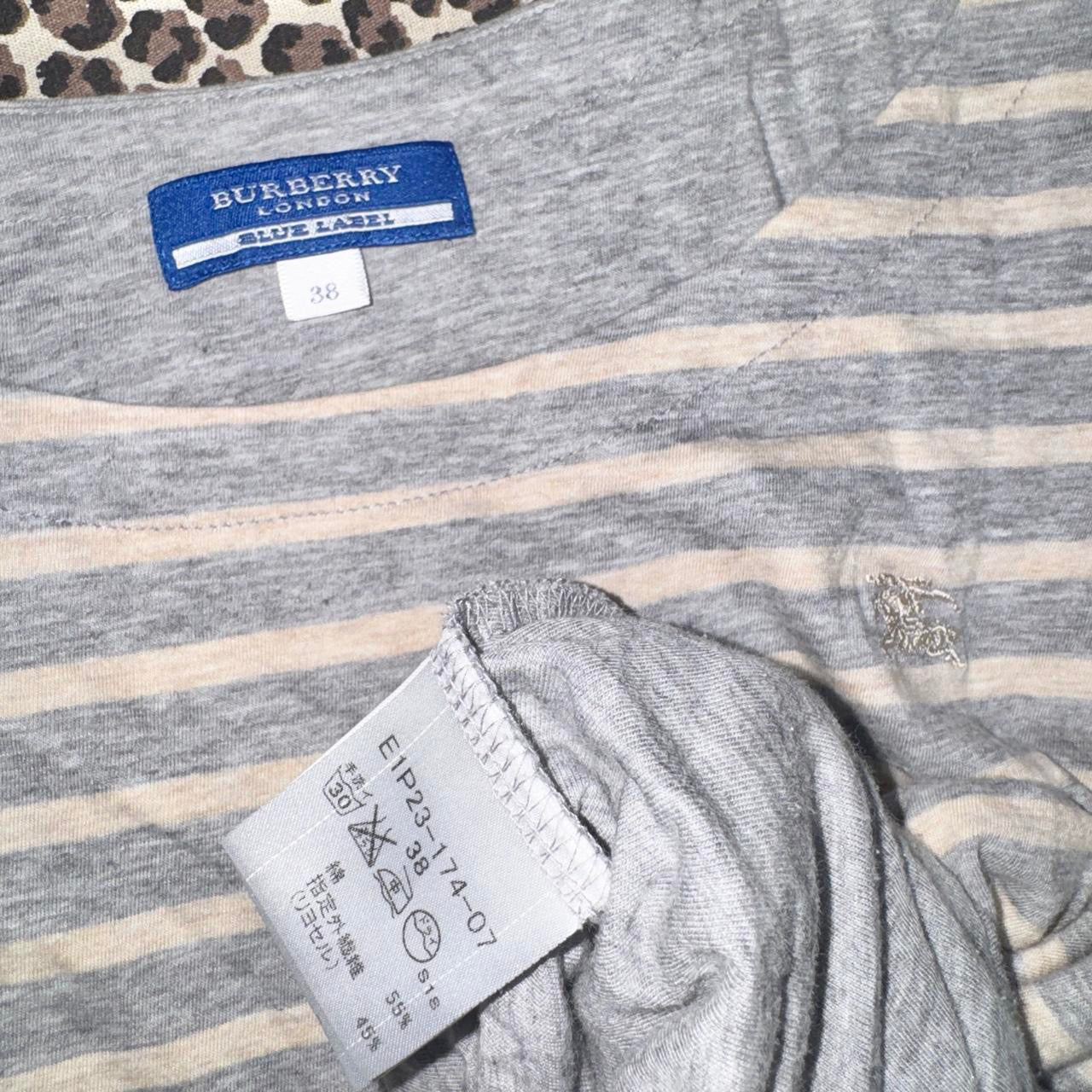 Burberry Blue Label Grey & Cream Dolman Sleeve Top (one size)