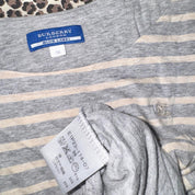 Burberry Blue Label Grey & Cream Dolman Sleeve Top (one size)