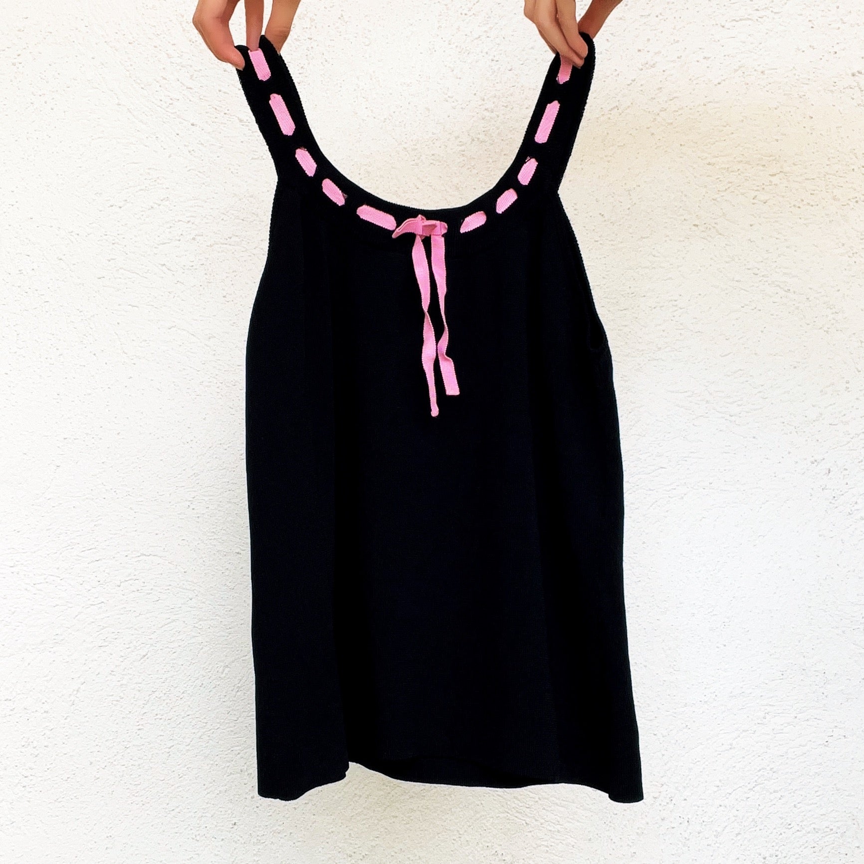 Vintage Pink & Black Knit Top