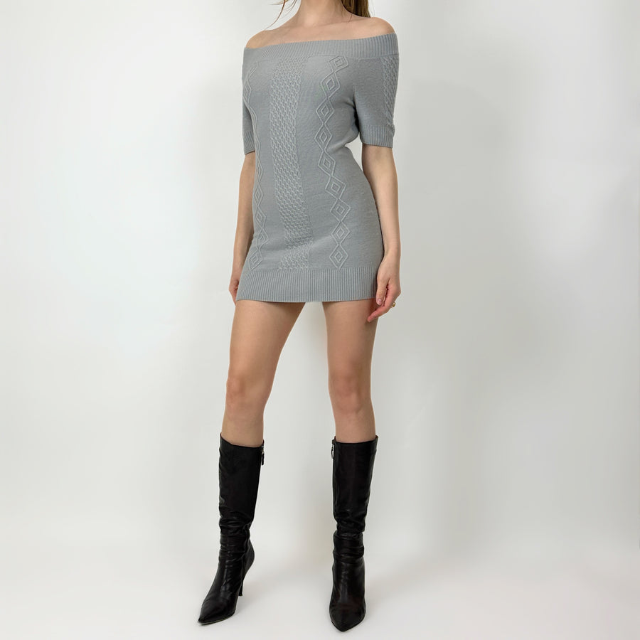 00's Grey Knit Mini Dress (S)