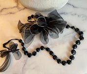 Fluffy black flower belt/ choker