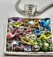 Colorful Crystal Square Necklace set