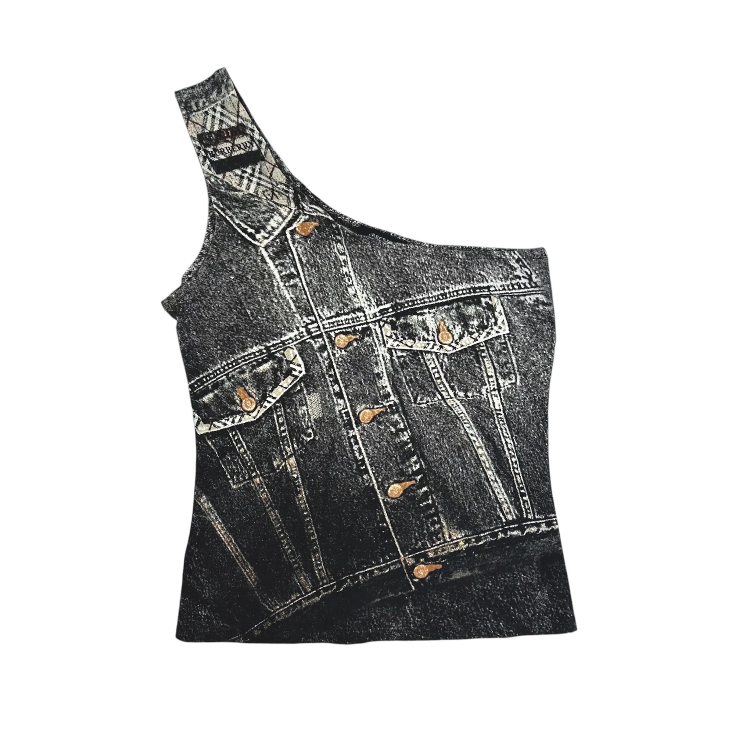 Burberry Denim Print One Shoulder Tank (XS/S)