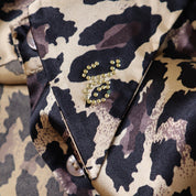 Y2K Leopard Print Satin Button Up (M)