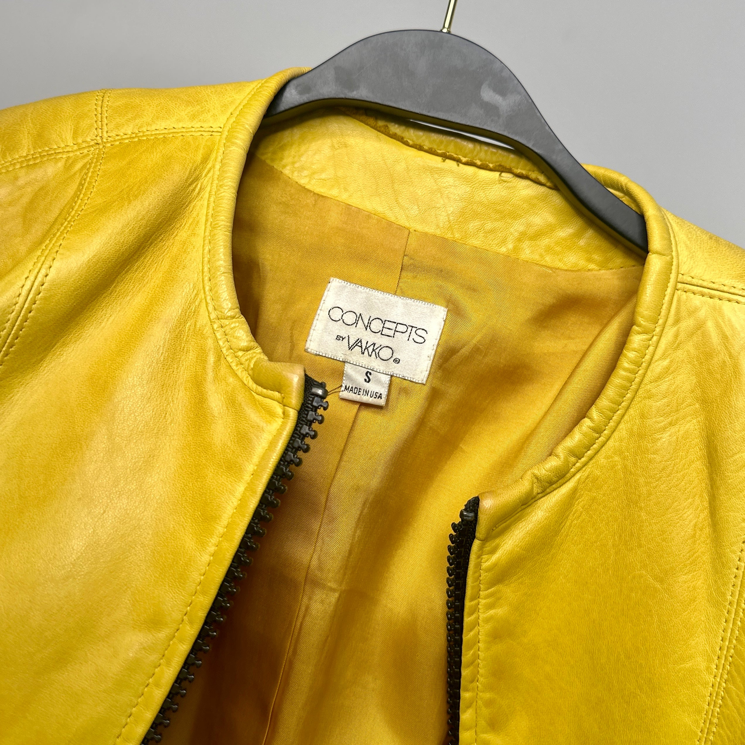 Vintage Yellow Leather Jacket (S/M)