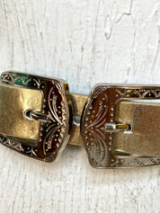 Double buckle gold belt