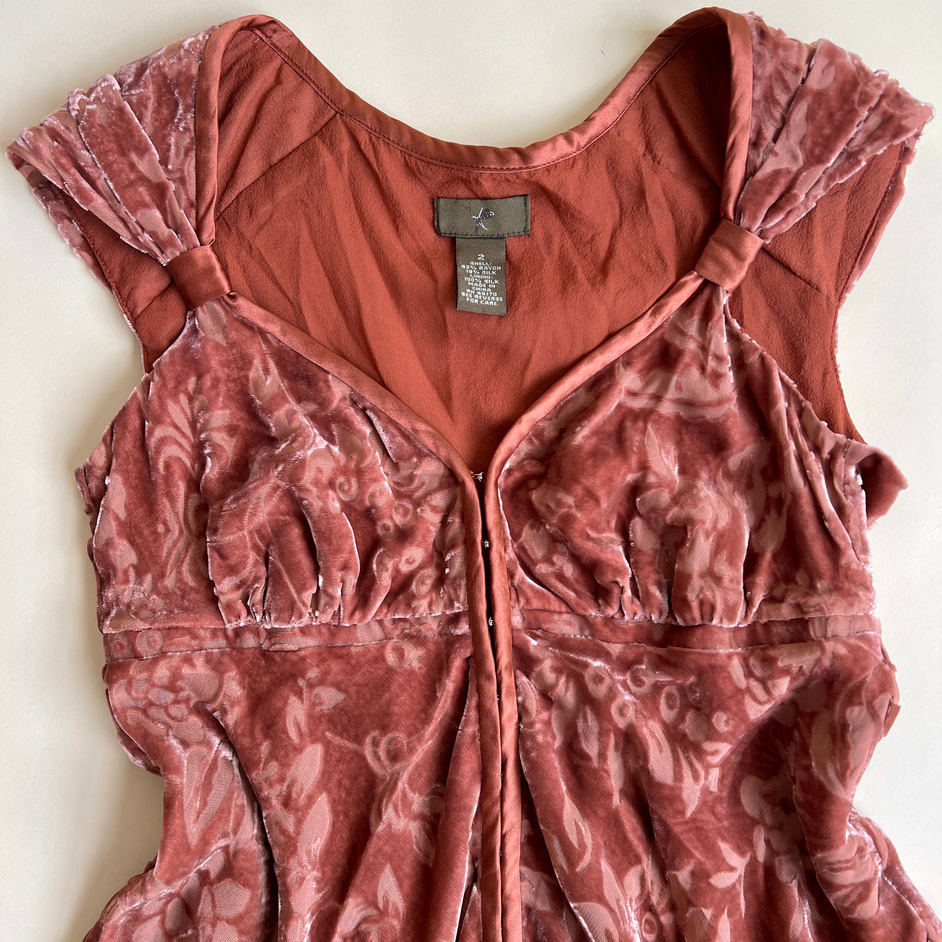 Dusty rose velvet babydoll top (M)