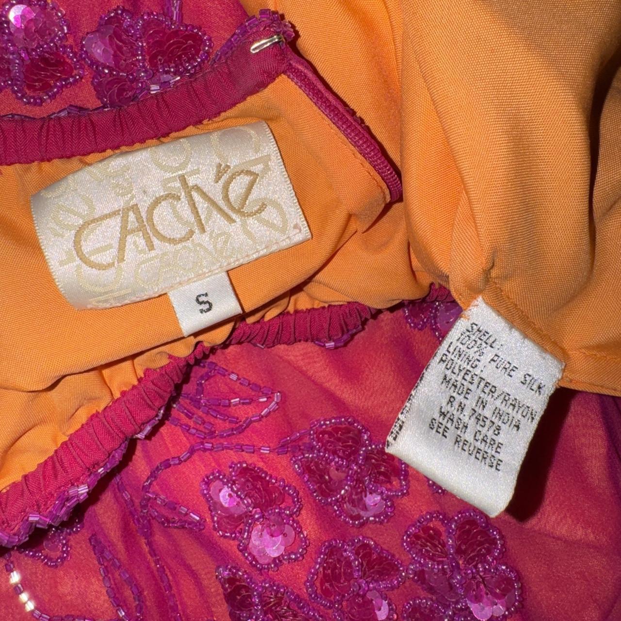 Caché Pink & Orange Beaded Silk Gown (S)