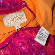 Caché Pink & Orange Beaded Silk Gown (S)