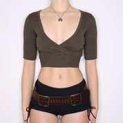 Y2K Dark Green Knit Top (XS)