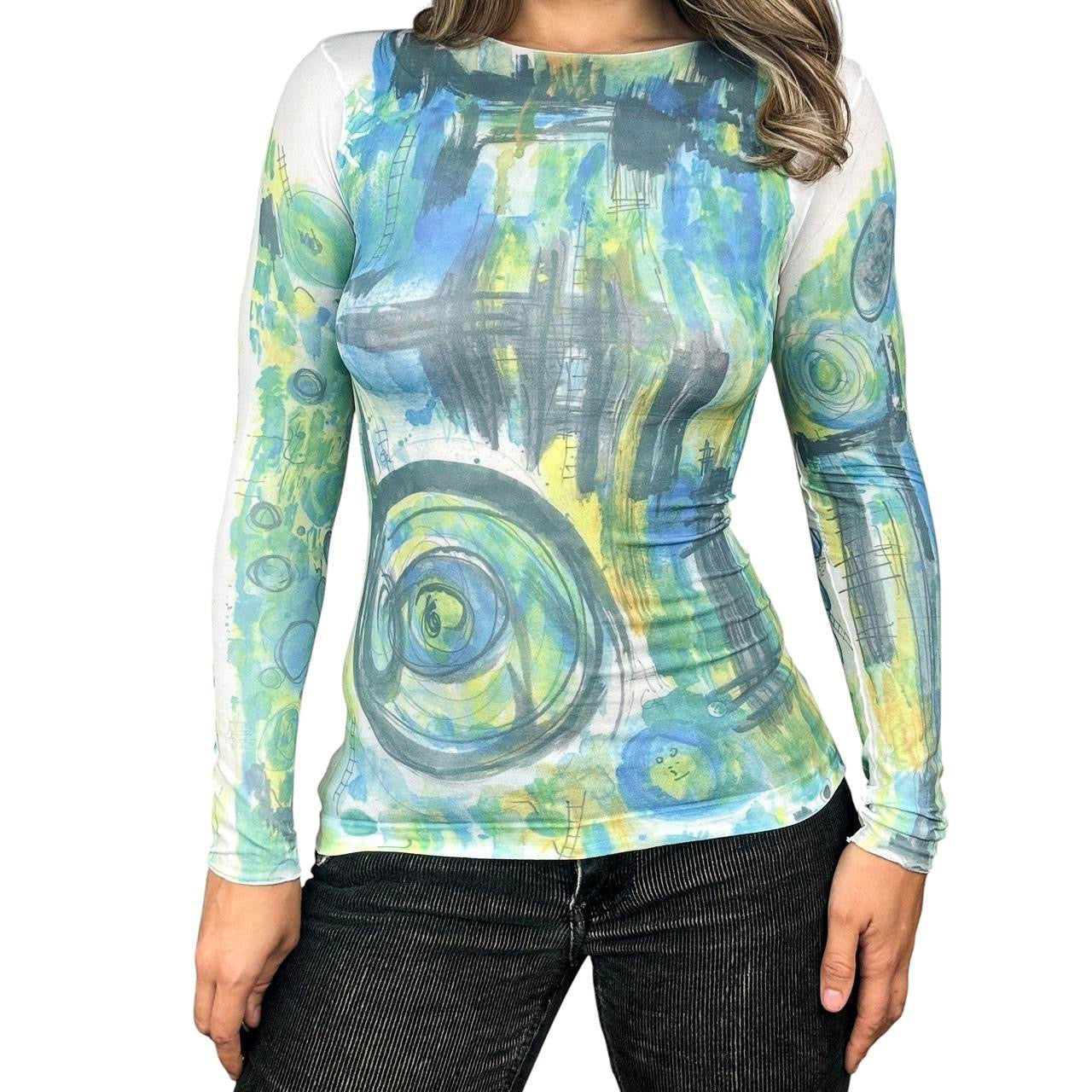Early 2000s Abstract Graphic Top (XS/S)