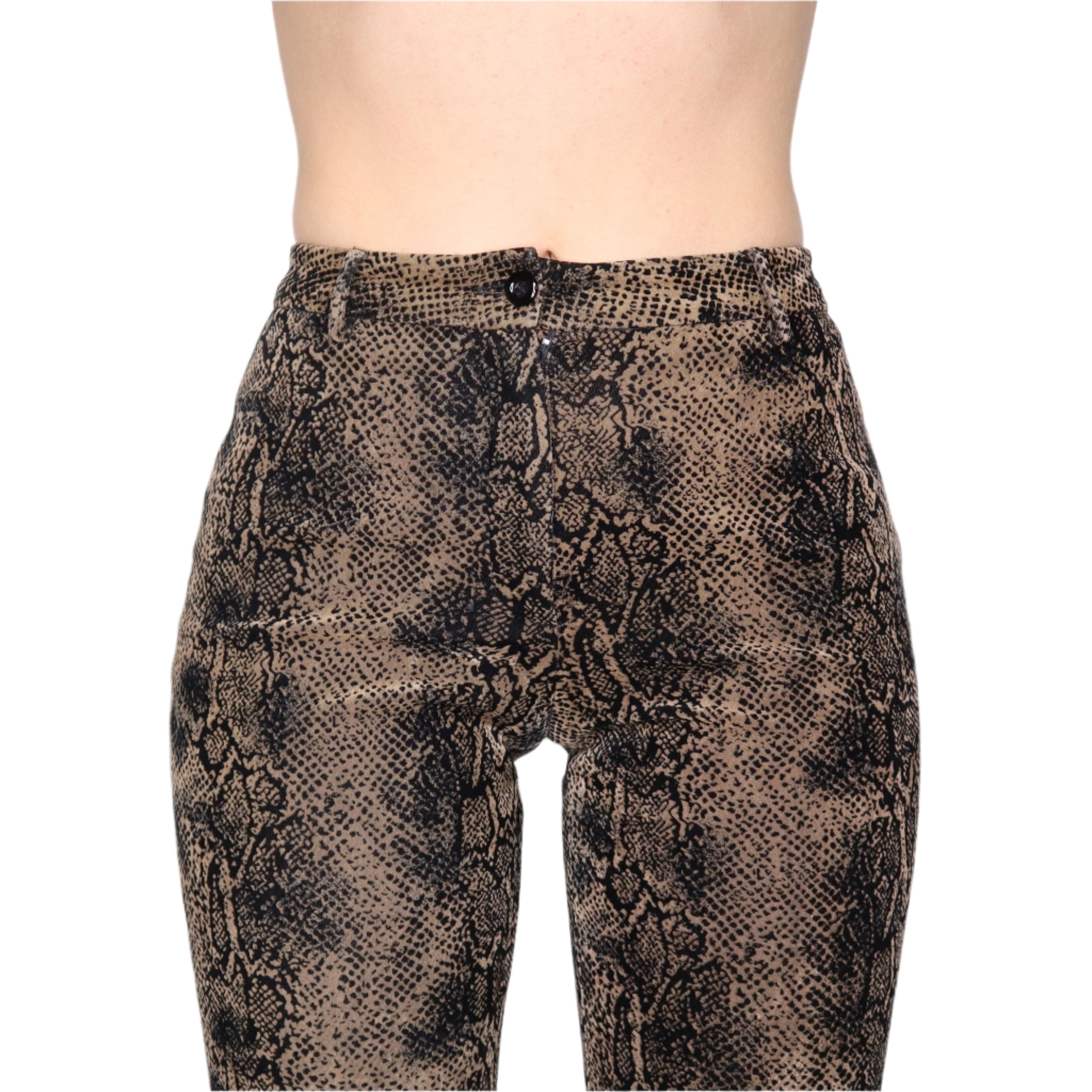90s Velvet Snakeskin Print Flare Pants (S)