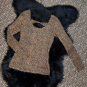 Morgan De Toi Leopard Print Open Back Scoop Neck Long Sleeve Top (XS)