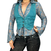 Early 2000s Teal Denim Vest (M/L)