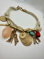 Gold Charm Rope Necklace