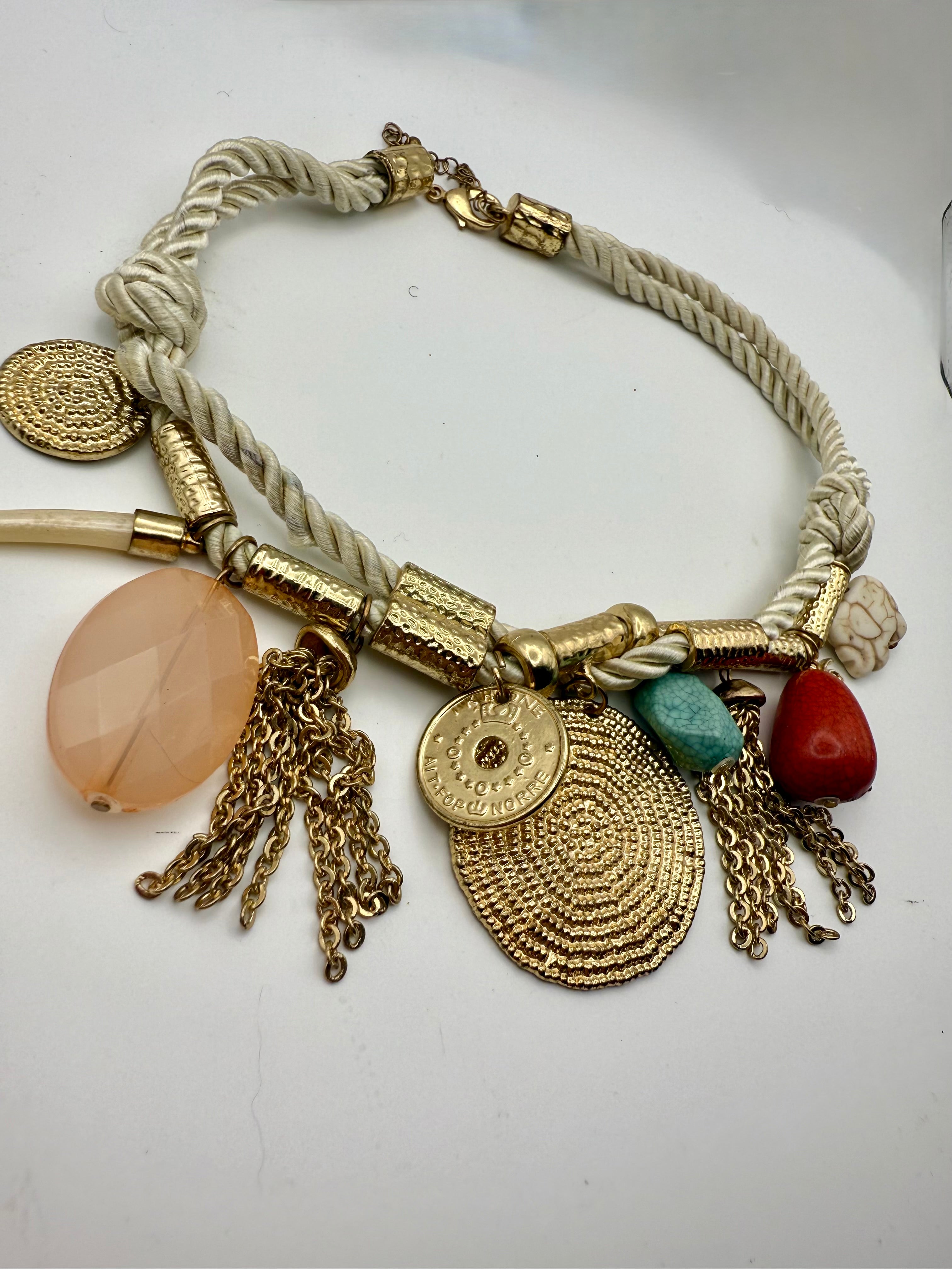 Gold Charm Rope Necklace