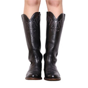 90s Tall Black Leather Cowboy Boots (7)