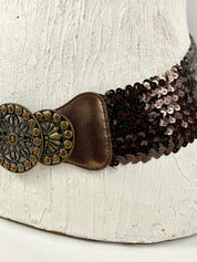 Bronzy stretchy sequins belt