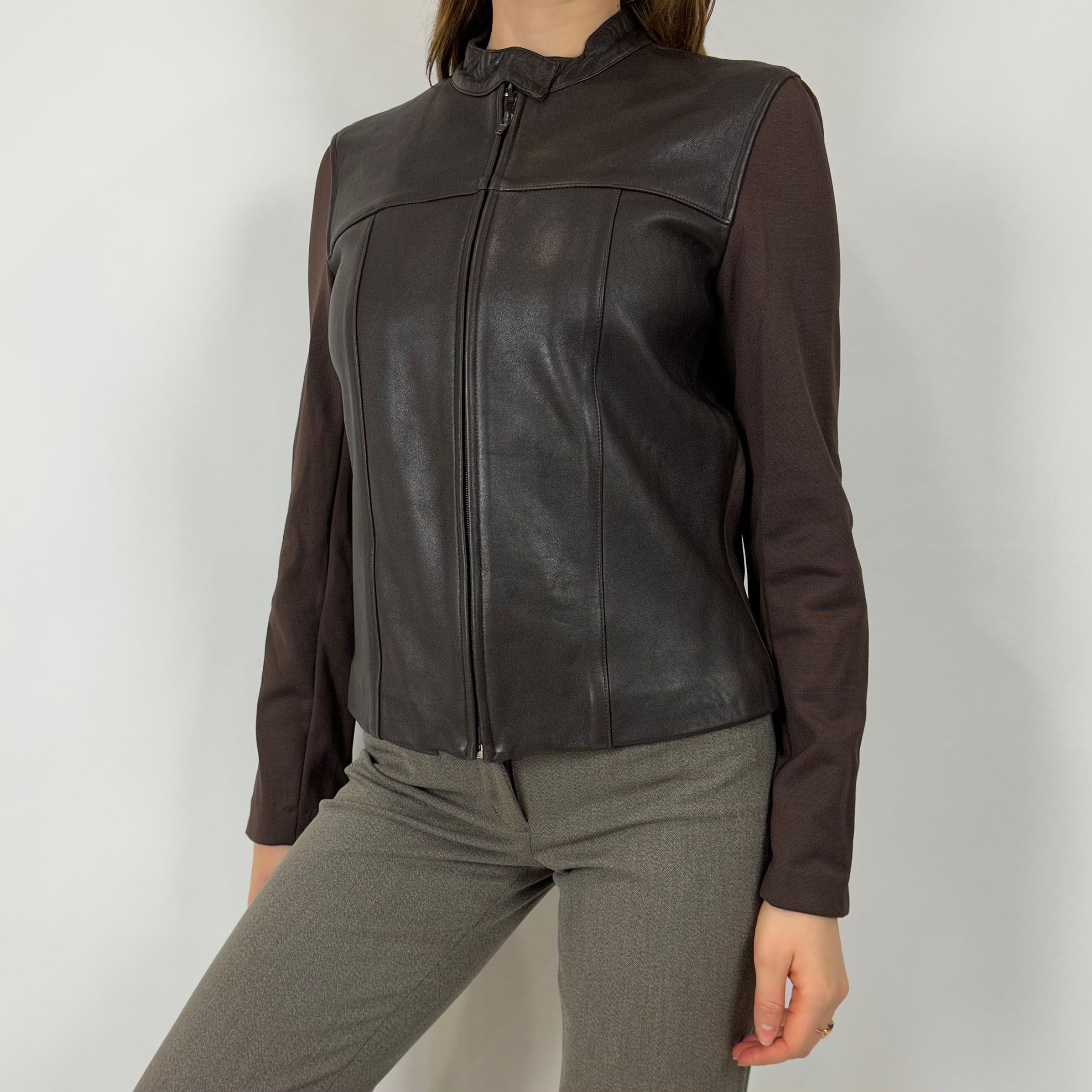 90s Brown Leather Jacket (S/M)