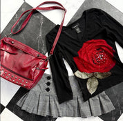Red Leather Studded Purse