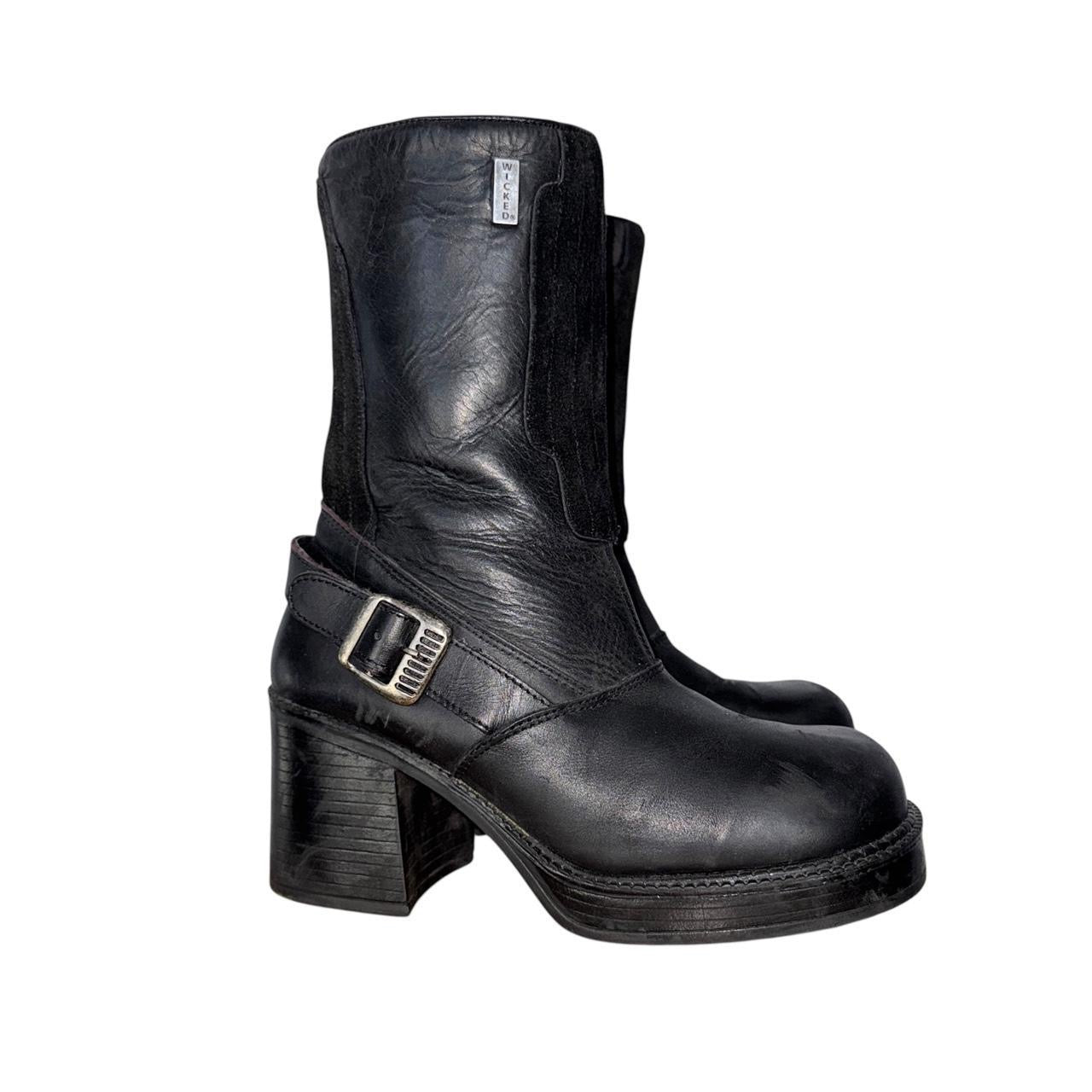 90s Leather Chunky Platform Boots (7.5)