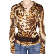 80s ESCADA Tiger Silk Blouse (L)